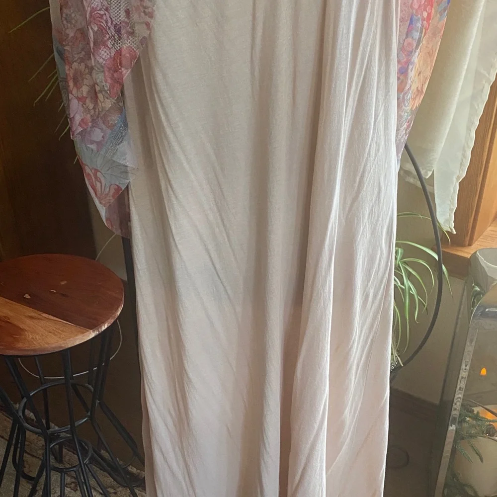 Johnny Was Sheer Floral Midi Dress in Blue, Pink and Cream - Picture 6 of 10